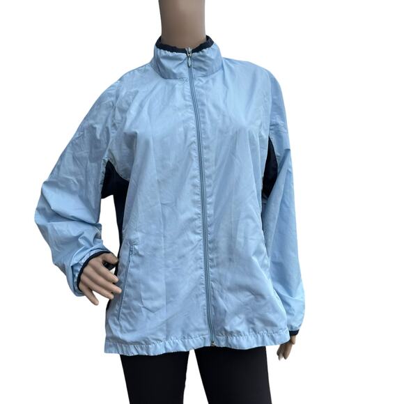 Athletic Works Blue Mock Neck Long Sleeves Vented Windbreaker Jacket L (12/14) - Picture 1 of 9